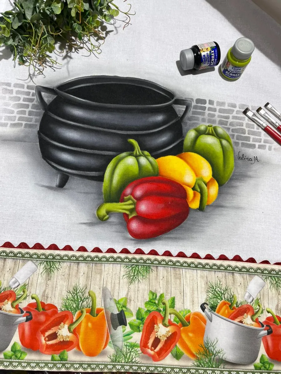 Pano de copa Panela de Ferro e Pimentões