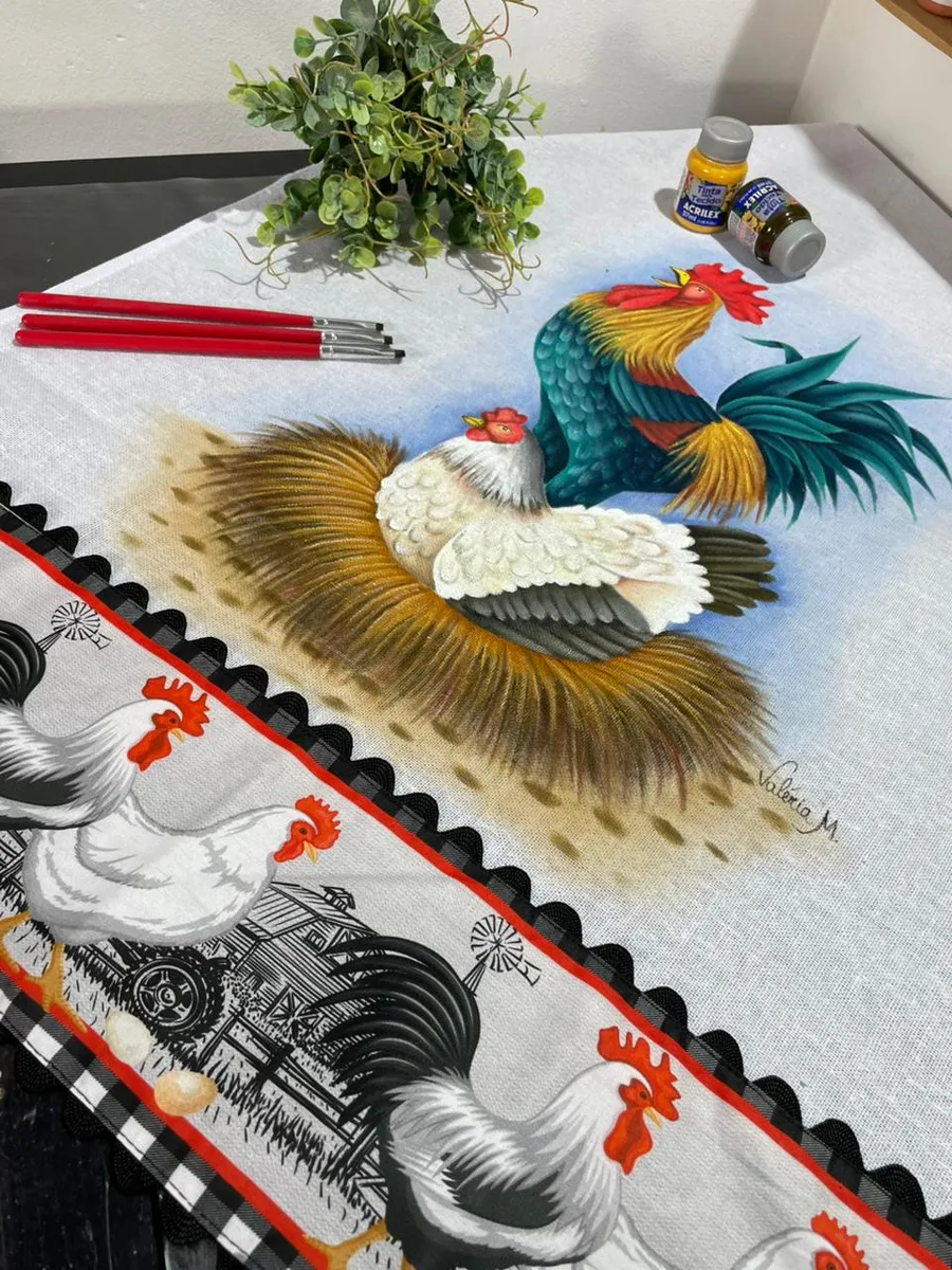 Pano de copa fazenda Galo e Galinha - Foto 2