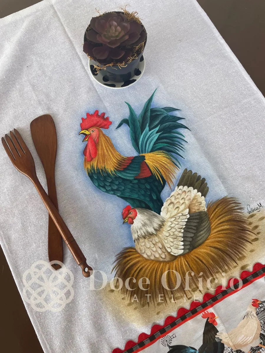Pano de copa fazenda Galo e Galinha