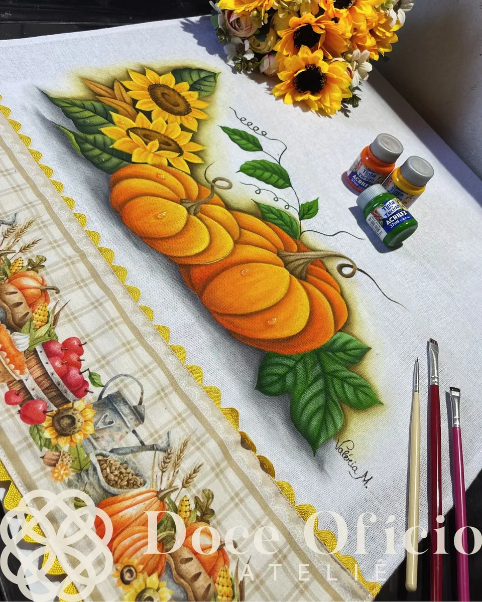 Pano de copa Morangas e Girassóis