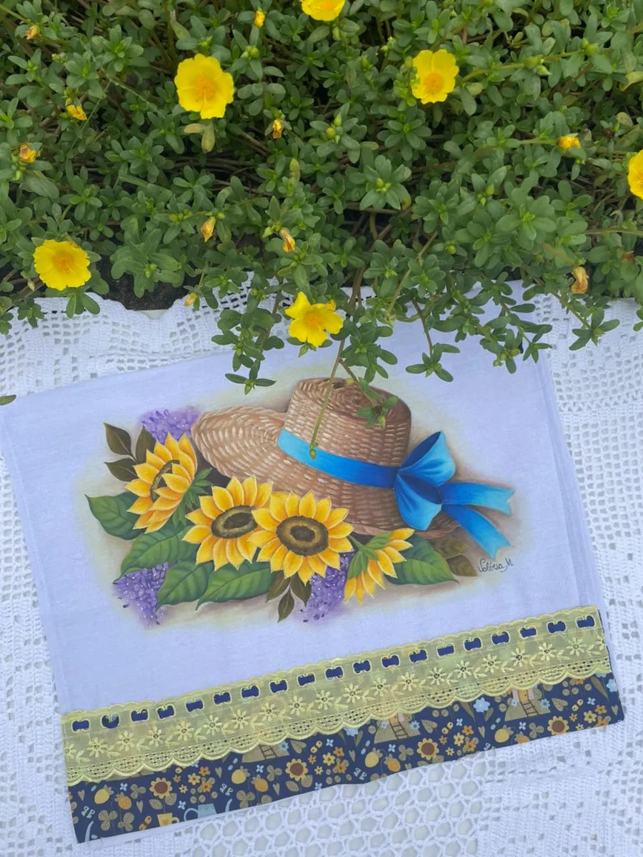 Pano de copa Chapéu e Girassóis