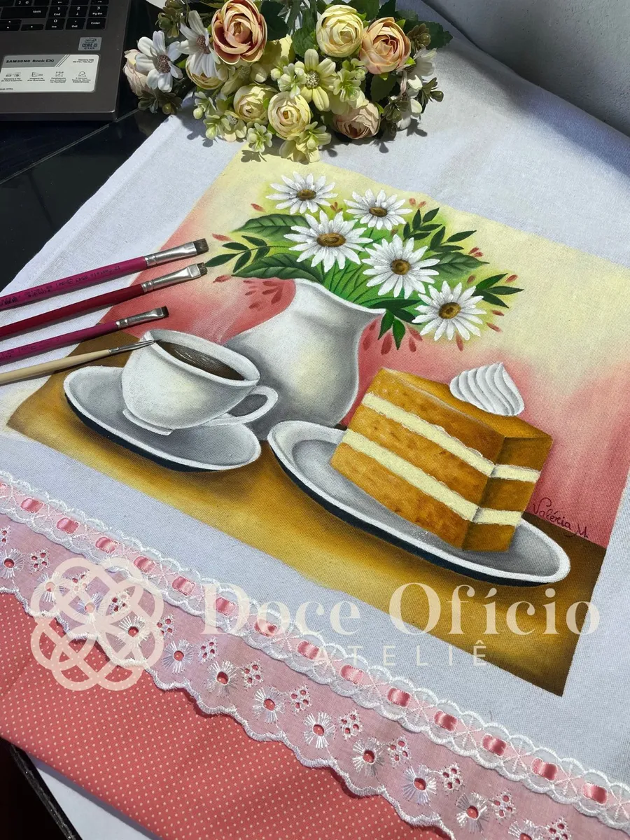 Pano de copa Café com Bolo