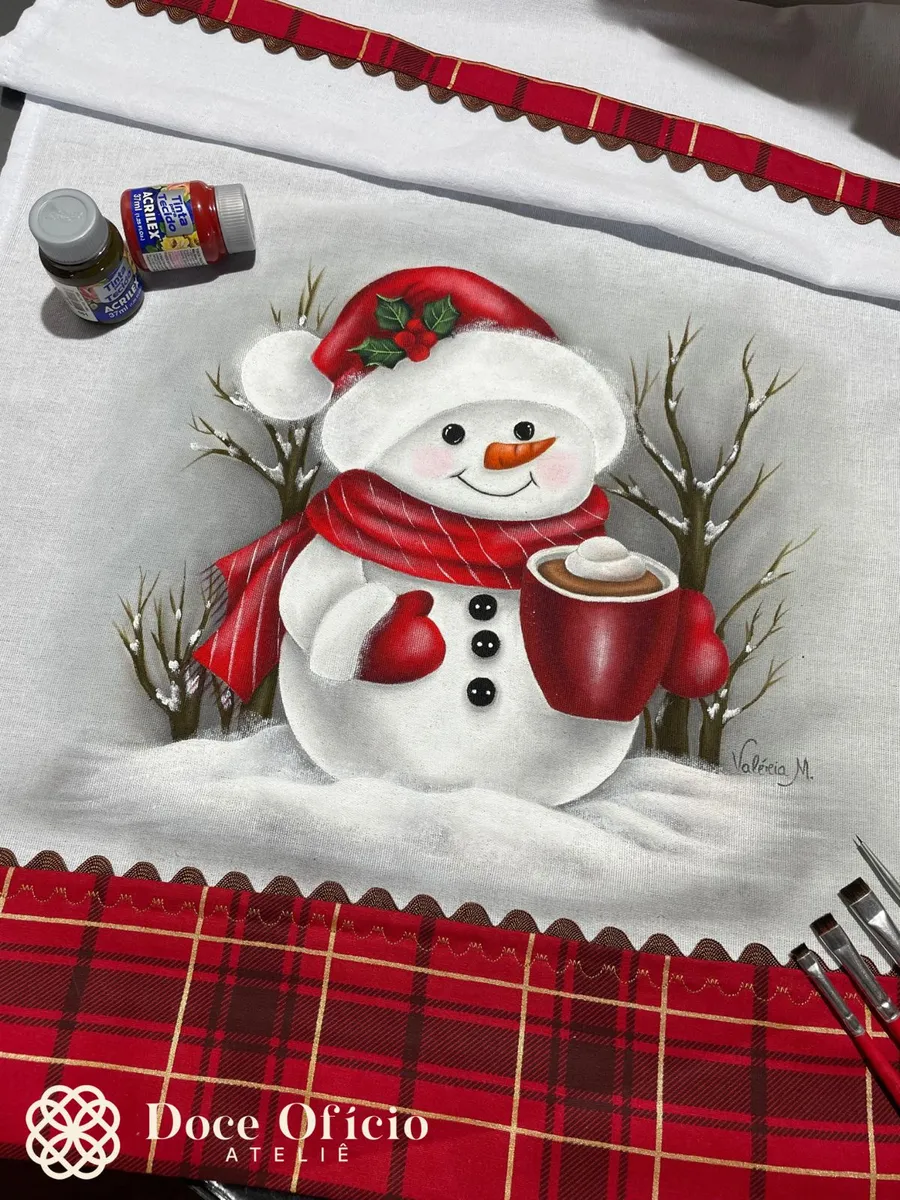 Pano de copa natalino Boneco de Neve - Foto 2