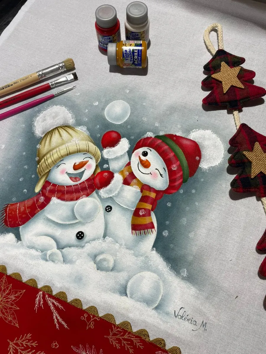 Pano de copa natalino Diversão na Neve