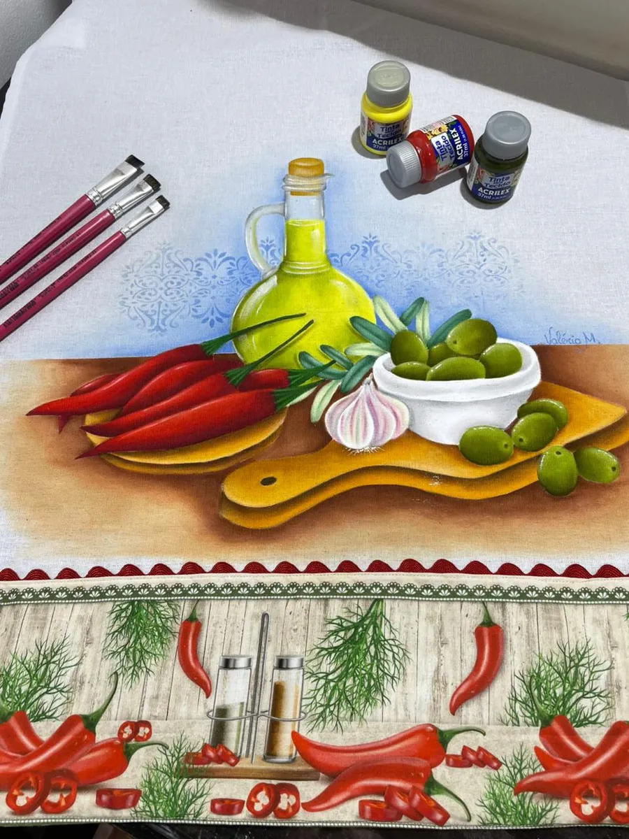 Pano de copa Pimentas e Azeitonas